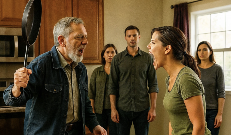 My father-in-law screamed, “You damned freeloader!” and hit me with a frying pan. In the morning, the bank reported an 80-million transfer to my account.